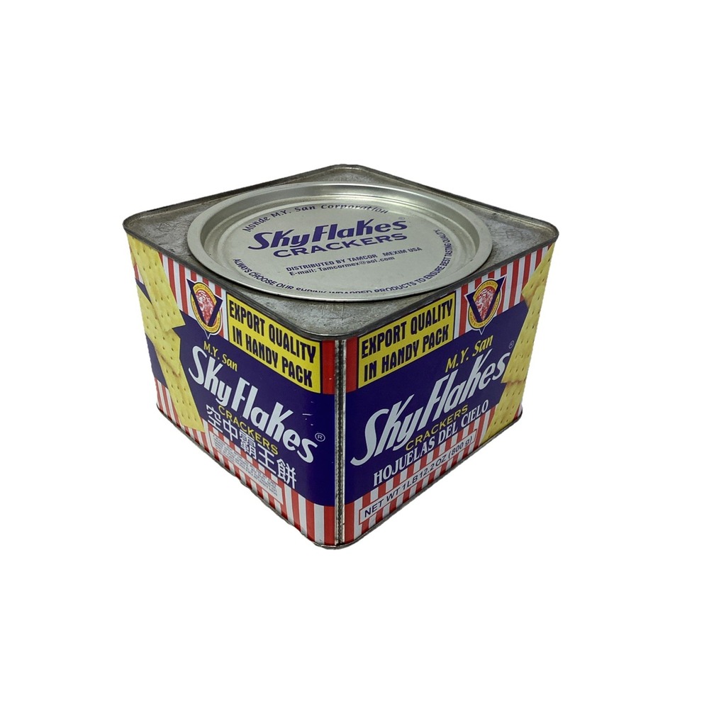 2007 Sky Flakes Crackers Metal Tin Graphic M.Y. San Advertising Kitchen Decor